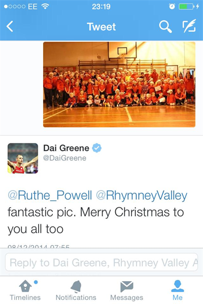 Dai Greene Tweets RVAC! December 2014