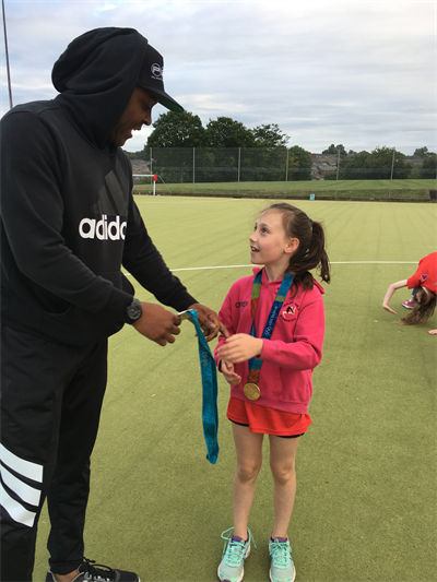 Darren Campbell showing his impressive medals!